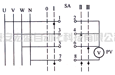 LW5-15/YH1型相電壓換相開(kāi)關(guān)接線圖